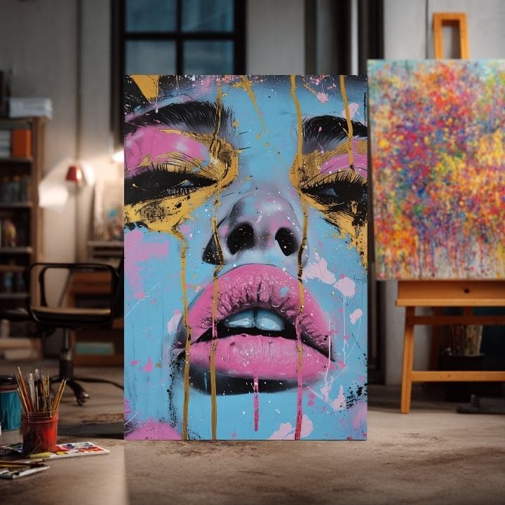 Εικόνα NEON LIPS σε καμβά | φινιρισμένο στο χέρι του καλλιτέχνη