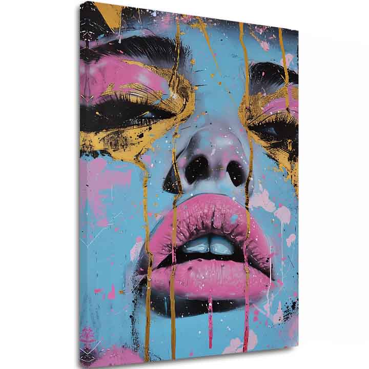 Εικόνα NEON LIPS σε καμβά | Ζωγραφισμένη δομή