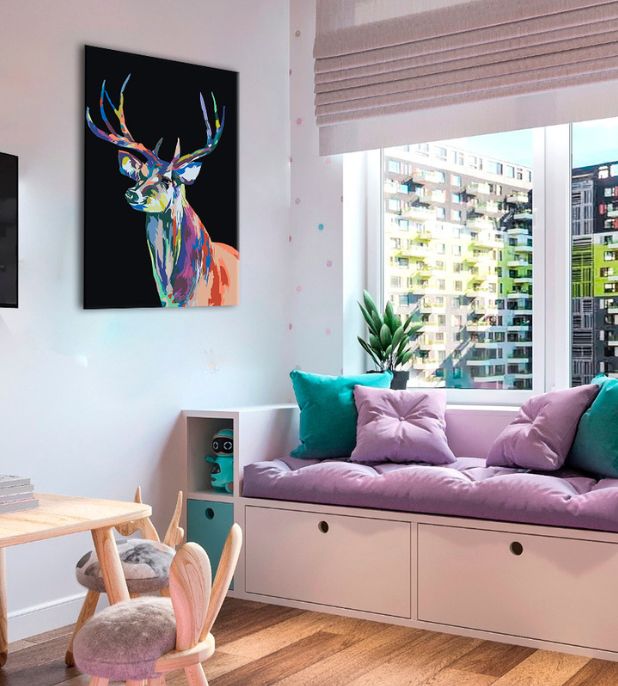 Ζωγραφική με αριθμούς COLOURFUL DEER | χαμηλή δυσκολία SPECIAL BLACK EDITION