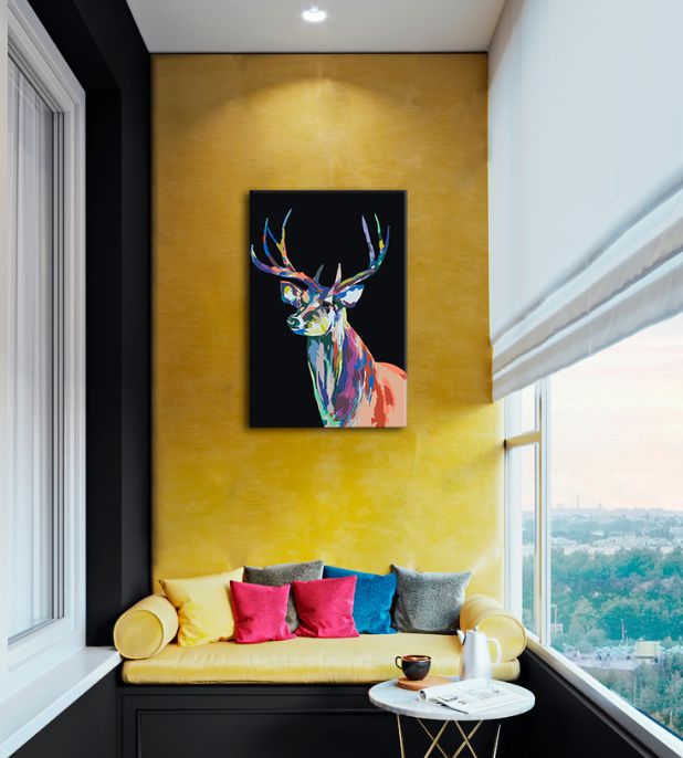 Ζωγραφική με αριθμούς COLOURFUL DEER | χαμηλή δυσκολία SPECIAL BLACK EDITION - εικόνα 2