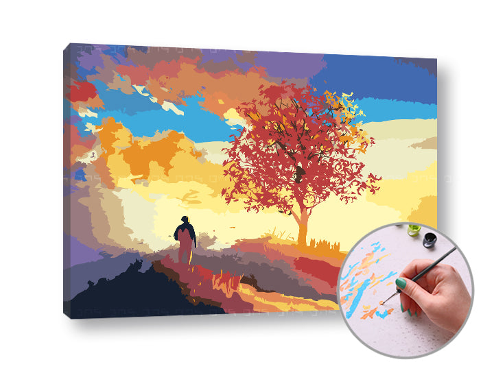 Ζωγραφική με αριθμούς κάτω από το δέντρο | χαμηλή δυσκολία