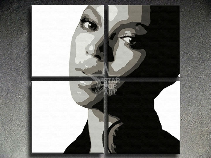 Χειροποίητος πίνακας ζωγραφικής POP Art BEYONCÉ 4 piece bey