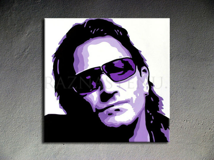 Χειροποίητος πίνακας ζωγραφικής POP ART BONO-U2 100x100 cm