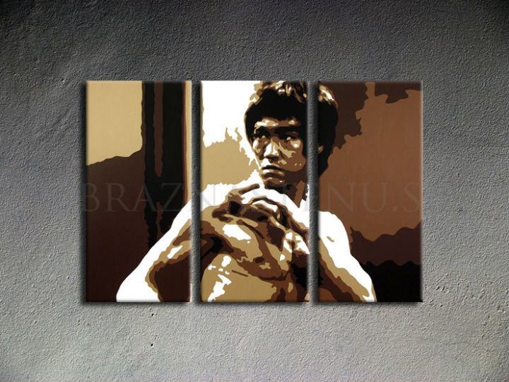 Χειροποίητος πίνακας ζωγραφικής POP ART AL BRUCE LEE 120x80 cm