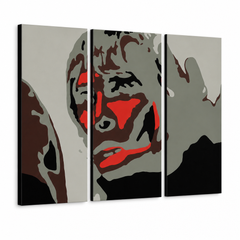 Χειροποίητη ζωγραφική POP Art BROWN APE 3 κομμάτι ibbrown – Τρισδιάστατη απεικόνιση του χειροποίητα ζωγραφισμένου καμβά σε λευκό φόντο. Κυρίαρχα χρώματα: μαύρο, κόκκινο, γκρι, καφέ, λευκό.