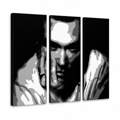 Χειροποίητη ζωγραφική POP Art Morrisey 3 κομμάτι πανούκλα – Τρισδιάστατη απεικόνιση του χειροποίητα ζωγραφισμένου καμβά σε λευκό φόντο. Κυρίαρχα χρώματα: μαύρο, λευκό, γκρι.