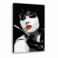 Χειροποίητη ζωγραφική POP Art Pop γυναίκα 1 τεμάχιο ppw – Τρισδιάστατη απεικόνιση του χειροποίητα ζωγραφισμένου καμβά σε λευκό φόντο. Κυρίαρχα χρώματα: μαύρο, λευκό, κόκκινο.