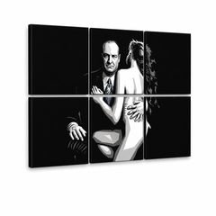 Χειροποίητη ζωγραφική POP Art SOPRANOS 6 τεμαχίων sop2 – Τρισδιάστατη απεικόνιση του χειροποίητα ζωγραφισμένου καμβά σε λευκό φόντο. Κυρίαρχα χρώματα: μαύρο, λευκό, μπλε.