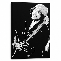 Χειροποίητος πίνακας ζωγραφικής POP Art Bob Dylan 1 μέρος bd – Τρισδιάστατη απεικόνιση του χειροποίητα ζωγραφισμένου καμβά σε λευκό φόντο. Κυρίαρχα χρώματα: μαύρο, λευκό, γκρι.