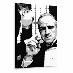 Χειροποίητος πίνακας ζωγραφικής POP Art GODFATHER 1 τεμάχιο gfoh – Τρισδιάστατη απεικόνιση του χειροποίητα ζωγραφισμένου καμβά σε λευκό φόντο. Κυρίαρχα χρώματα: μαύρο, λευκό, γκρι.