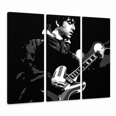 Χειροποίητος πίνακας ζωγραφικής POP Art Oasis 3 τεμαχίων oa2 – Τρισδιάστατη απεικόνιση του χειροποίητα ζωγραφισμένου καμβά σε λευκό φόντο. Κυρίαρχα χρώματα: μαύρο, γκρι, λευκό, strieborná.