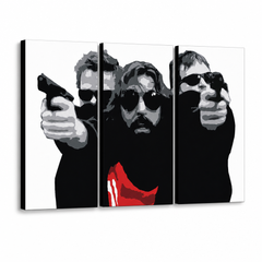 Χειροποίητος πίνακας ζωγραφικής POP Art The bondock saint 3 piece tbs – Τρισδιάστατη απεικόνιση του χειροποίητα ζωγραφισμένου καμβά σε λευκό φόντο. Κυρίαρχα χρώματα: μαύρο, λευκό, κόκκινο.
