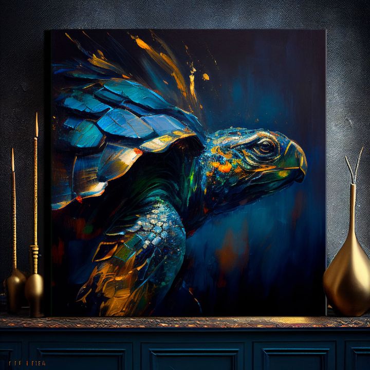 Διακοσμητική ζωγραφική σε καμβά - PREMIUM ART - Green Turtle Odyssey
