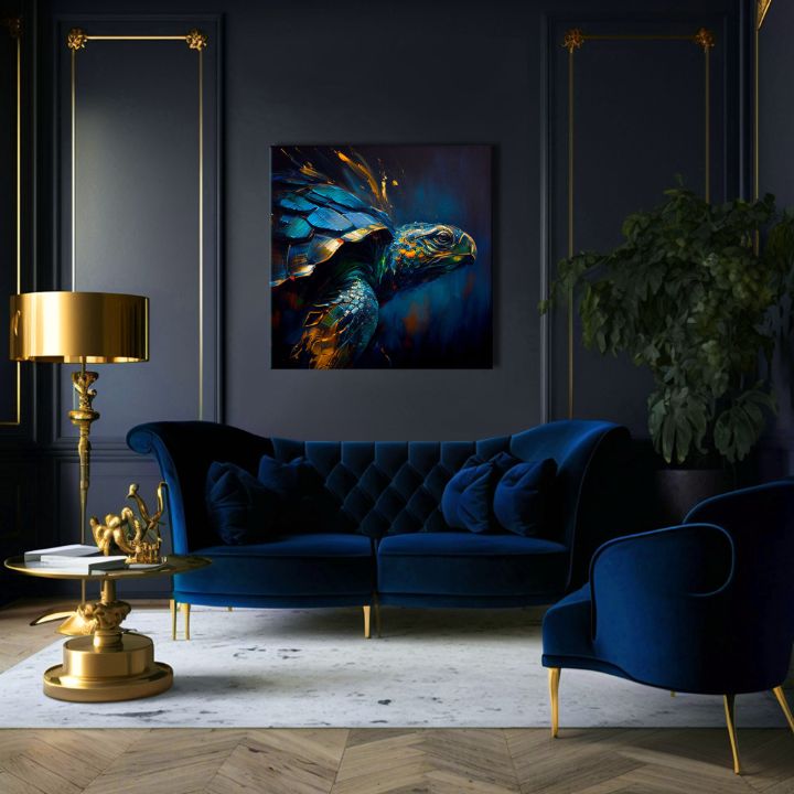 Διακοσμητική ζωγραφική σε καμβά - PREMIUM ART - Green Turtle Odyssey - εικόνα 4