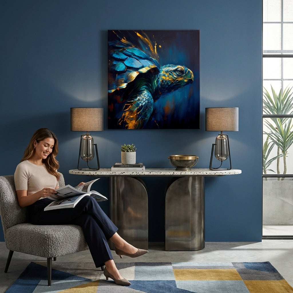 Διακοσμητική ζωγραφική σε καμβά - PREMIUM ART - Green Turtle Odyssey - εικόνα 5