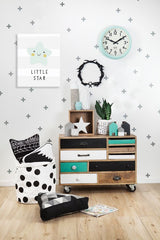 Εικόνα σε καμβά με θέμα χαριτωμένο γαλάζιο αστέρι σε ριγέ φόντο – λεπτομερής προεπισκόπηση της σύνθεσης, Papilora.