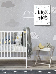 Εικόνα σε καμβά με θέμα μαύρο κείμενο little star με αστέρια – λεπτομερής προεπισκόπηση της σύνθεσης, Papilora.