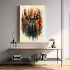 Η εικόνα στο�� καμβά Δάσος Deer - Κομψό φυσικό σκηνικό - εικόνα 4