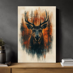 Η εικόνα στον καμβά Δάσος Deer - Κομψό φυσικό σκηνικό - εικόνα 5