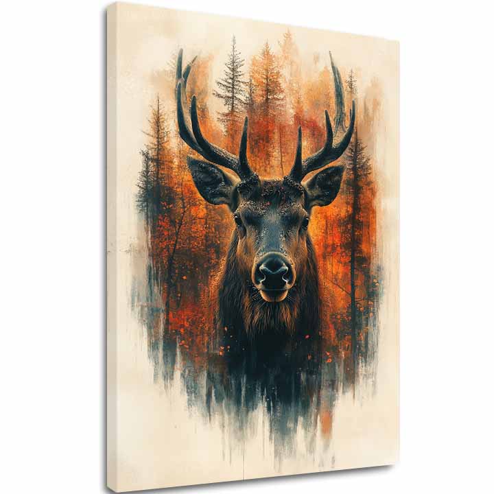 Η εικόνα στον καμβά Δάσος Deer - Κομψό φυσικό σκηνικό - εικόνα 2