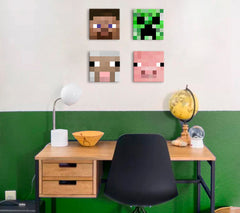 Minecraft painting - Χαρακτηριστικοί χαρακτήρες καμβά - Steve, Creeper, Sheep, Pig