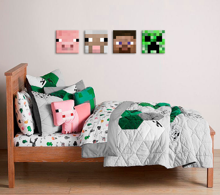 Minecraft painting - Χαρακτηριστικοί χαρακτήρες καμβά - Steve, Creeper, Sheep, Pig - εικόνα 4