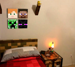 Minecraft painting - Χαρακτηριστικοί χαρακτήρες καμβά - Alex, Steve, Enderman, Creeper