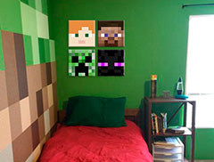 Minecraft painting - Χαρακτηριστικοί χαρακτήρες καμβά - Alex, Steve, Enderman, Creeper