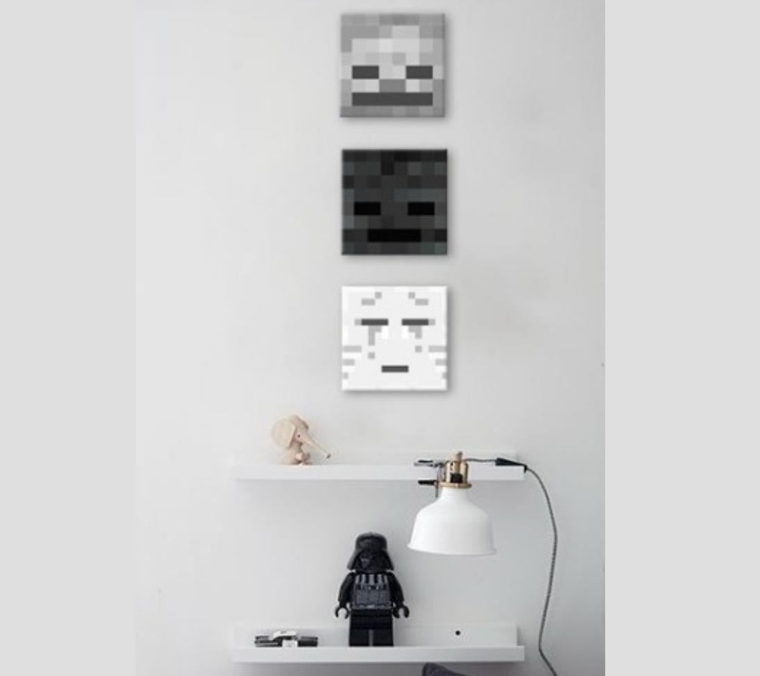 Minecraft painting - Χαρακτηριστικοί χαρακτήρες καμβά - Ghast, Skeleton, Withder skeleton - εικόνα 3