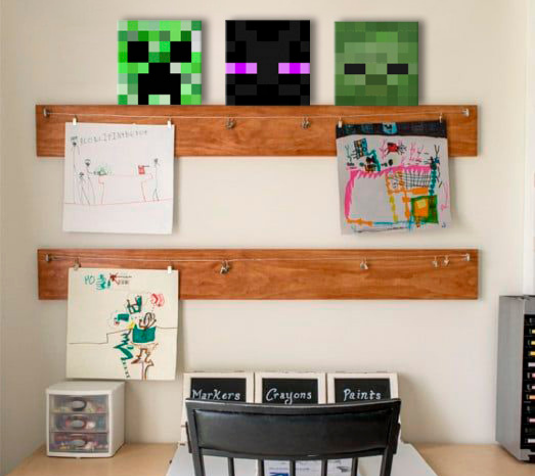 Minecraft painting - Χαρακτηριστικοί χαρακτήρες καμβά - Creeper, Enderman, Zombie - εικόνα 3