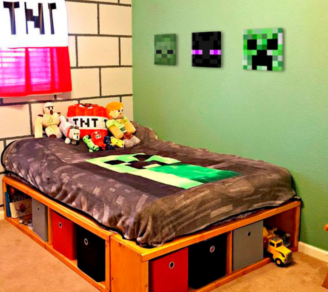 Minecraft painting - Χαρακτηριστικοί χαρακτήρες καμβά - Creeper, Enderman, Zombie