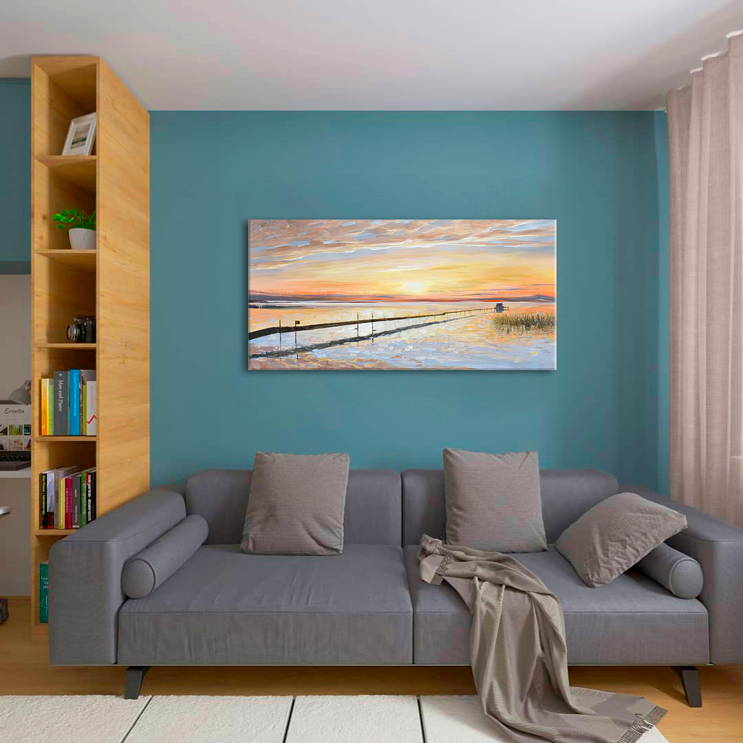 Η εικόνα στον καμβά COLOURFUL SUNSET AT THE COAST