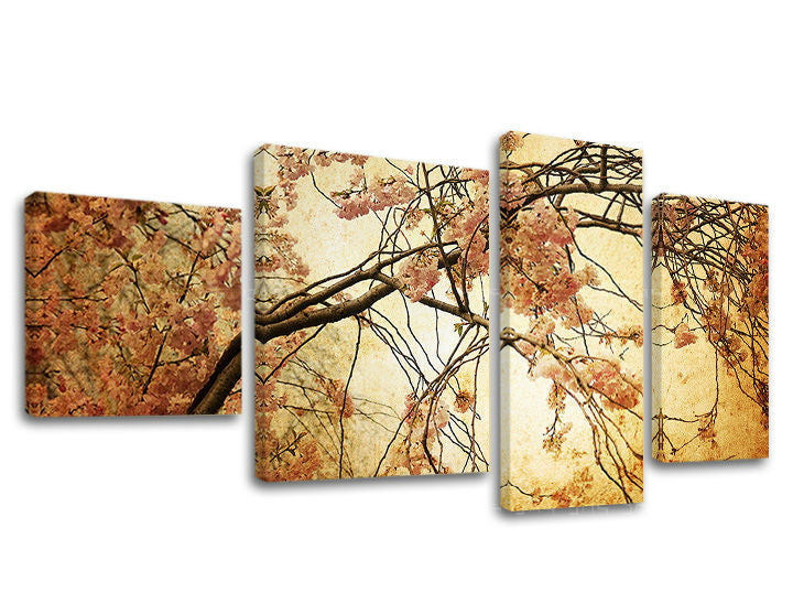 Η εικόνα σε καμβά 4 μέρη FLOWERS KV009E40