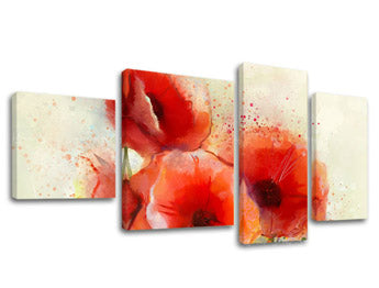 Ζωγραφική τοίχου 4 τμημάτων FLOWERS KV076E40
