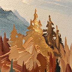 Macro λήψη της ανάγλυφης υφής impasto με ακρυλικά χρώματα και μεταλλικές λεπτομέρειες στον πίνακα της Papilora.