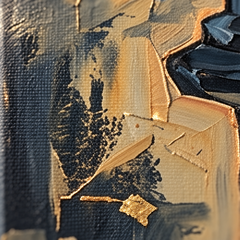Macro λήψη της ανάγλυφης υφής impasto με ακρυλικά χρώματα στην επιφάνεια του πίνακα, λεπτομέρεια υψηλής ποιότητας.