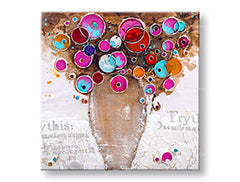 Ζωγραφισμένη εικόνα τοίχου ΒΑΖΑ ΜΕ ΛΟΥΛΟΥΔΙΑ 1 μέρος CFAZH4661E1 - 70x70 cm