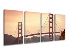 Εικόνα σε καμβά με θέμα γέφυρα golden gate ηλιοβασίλεμα – τρισδιάστατη απεικόνιση του καμβά με εμφανές ξύλινο τελάρο, Papilora.