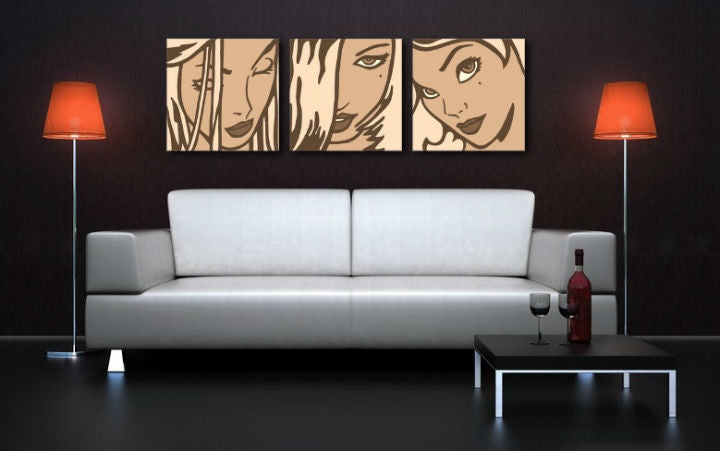 Χειροποίητος πίνακας ζωγραφικής POP Art LICHTENSTEIN 3 κομμάτι li2