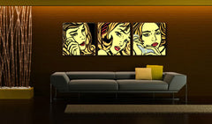 Χειροποίητος πίνακας ζωγραφικής POP Art LICHTENSTEIN 3 κομμάτι li6 | διαφορετικά μεγέθη