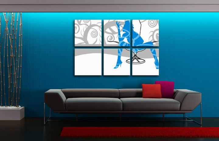 Χειροποίητη ζωγραφική POP Art Blue Woman 6 piece bw - εικόνα 2