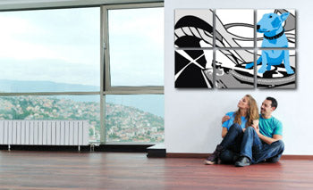 Χειροποίητη ζωγραφική POP Art Dog and DJ´s 6 piece dd | διαφορετικά μεγέθη