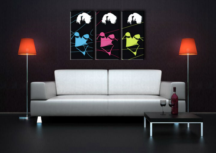 Χειροποίητη ζωγραφική POP Art Τρεις σέξι γυναίκα 3 κομμάτι 3s - εικόνα 2