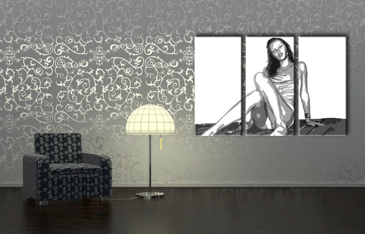 Χειροποίητος πίνακας ζωγραφικής POP Art Kate Moss 3 τεμάχια km2
