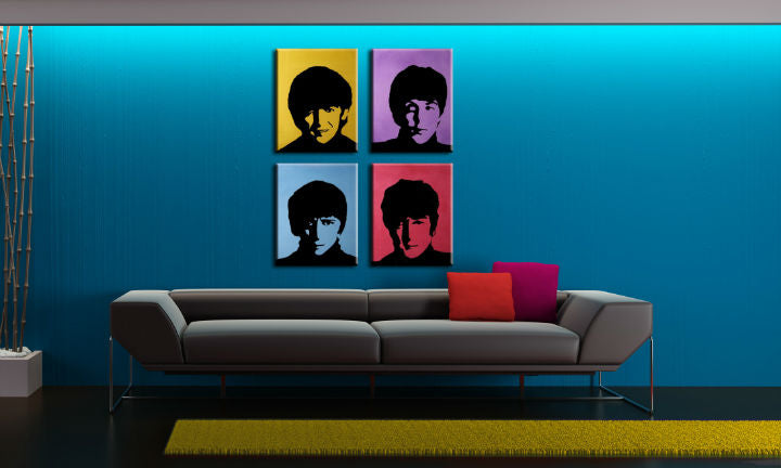 Χειροποίητος πίνακας ζωγραφικής POP Art BEATLES 4 τεμαχίων bea6