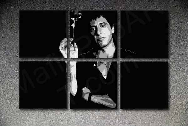 Χειροποίητος πίνακας POP Art SCARFACE-AL PACINO 6 τεμάχια XXL Προσφορά al8 | διάφορα μεγέθη