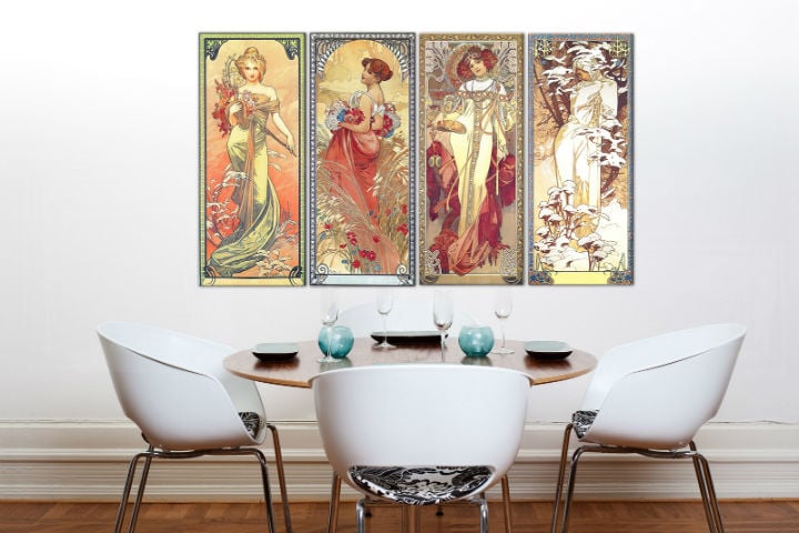Πίνακας σε καμβά FOUR SEASONS 120x70 εκ. – Alfons Mucha | διάφορα μεγέθη
