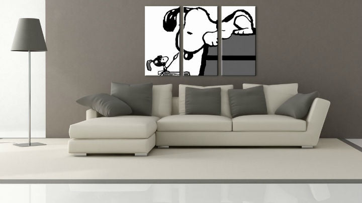 Χειροποίητος πίνακας ζωγραφικής POP Art SNOOPY 3 μέρη snoopy3