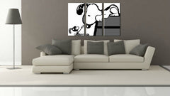 Χειροποίητος πίνακας ζωγραφικής POP Art SNOOPY 3 μέρη snoopy3