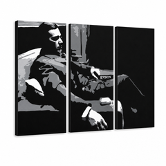 Χειροποίητη ζωγραφική POP Art GODFATHER 3 κομμάτι god7 – Τρισδιάστατη απεικόνιση του χειροποίητα ζωγραφισμένου καμβά σε λευκό φόντο. Κυρίαρχα χρώματα: μαύρο, γκρι, λευκό.